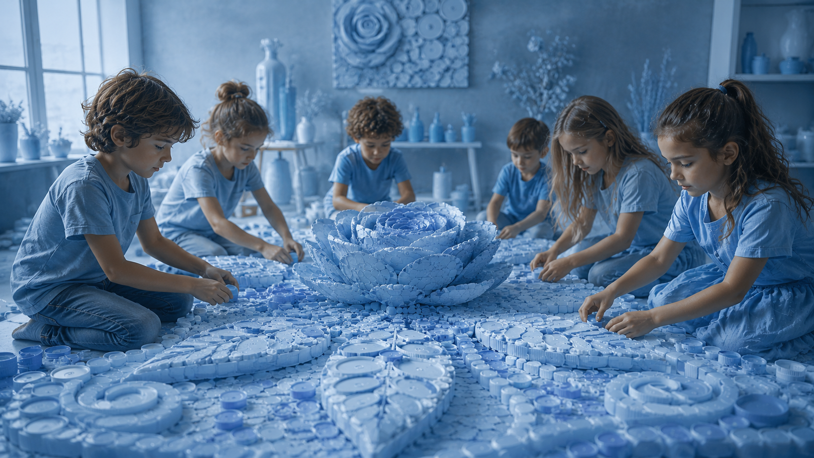 Children creating art